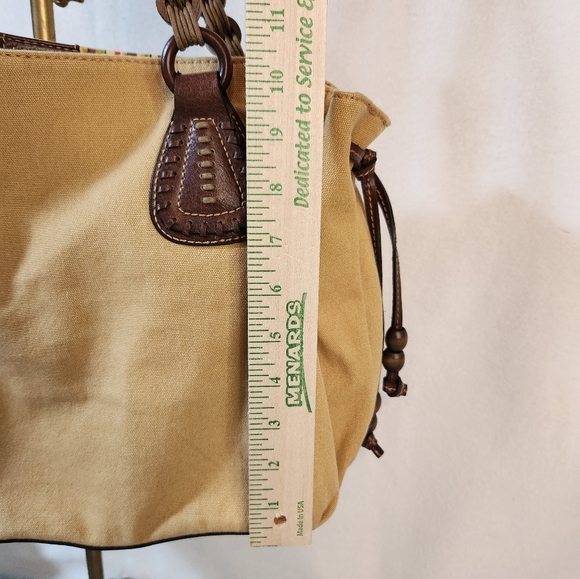 💙💙Fossil Hobo Canvas Handbag EUC Multi Strip Leather Trim - Picture 16 of 16